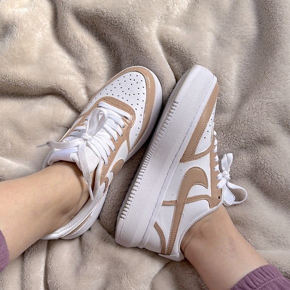 CUSTOM NIKE HAND PAINTED COURT VISION ALTA WHITE/ BEIGE 8.5 SIZE - Picture 2 of 3